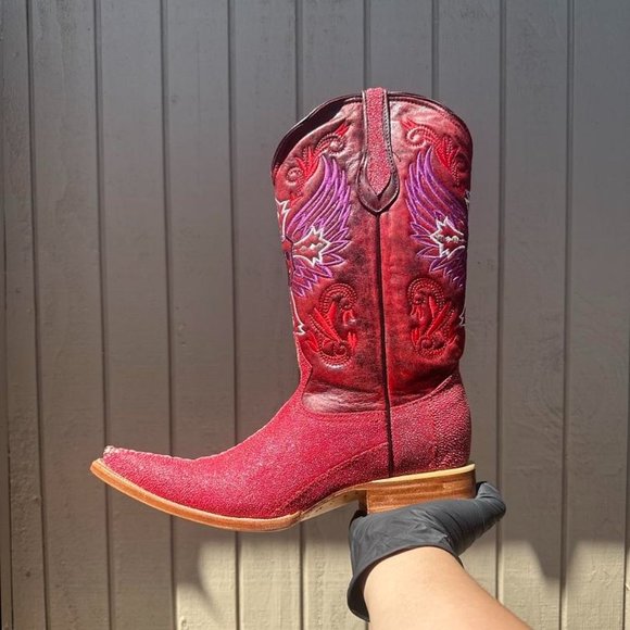 #17 Western Boot with Metallic Red Wine Stingray Finish, Style Model 6709 - Picture 2 of 5